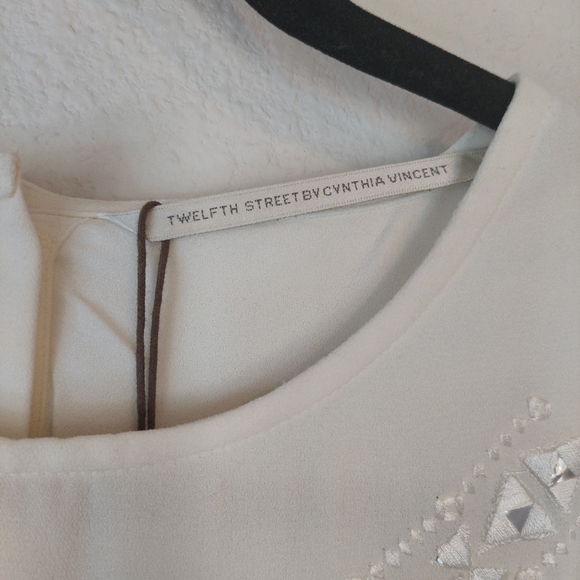 Twelfth Street By Cynthia Vincent Embroidered  Shift Dress Ivory Size Small NWT - Picture 5 of 12